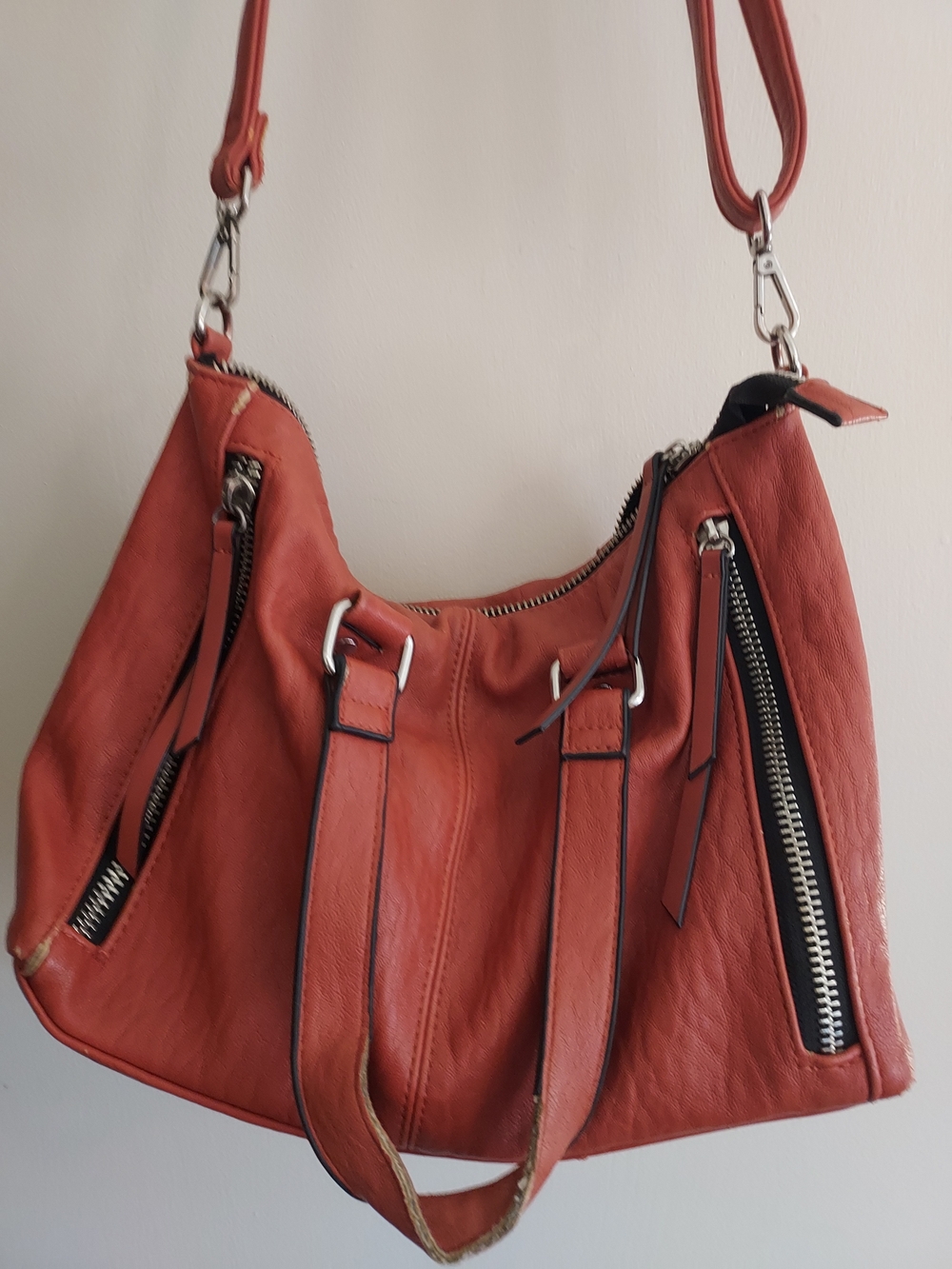 Women's Leather Shoulder Bag in Rust Orange - Contemporary Casual